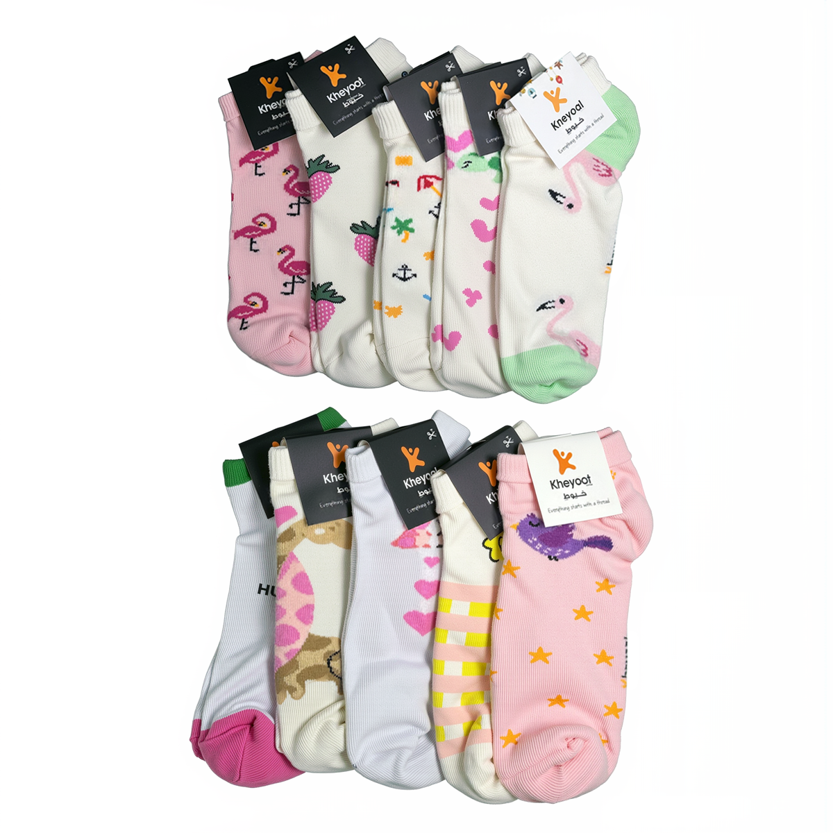 Kheyoot™ Just Girl Women 10 Socket Socks