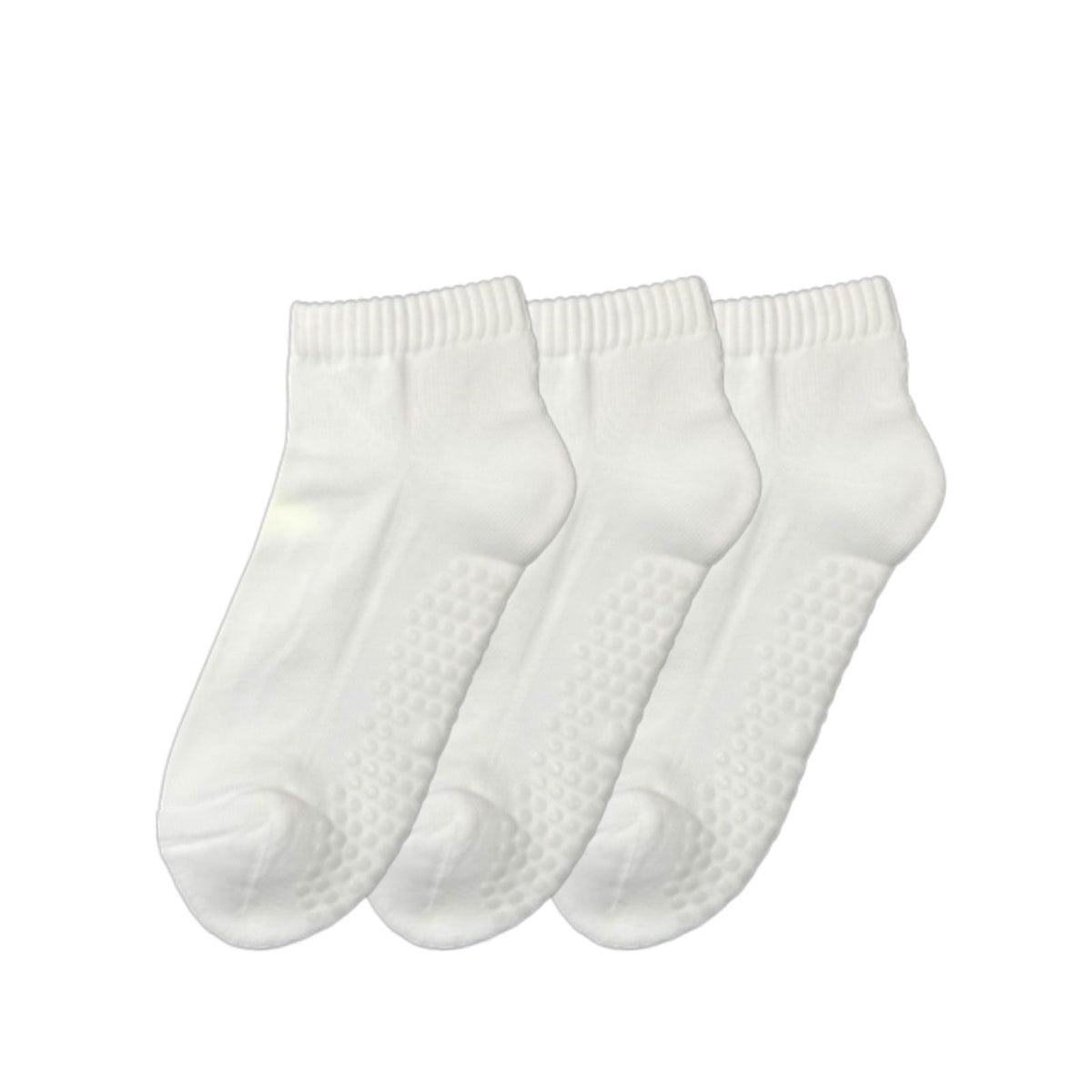 Kheyoot™ Men Anti-Slip Solid White Ankle Socks 3-Pair Pack